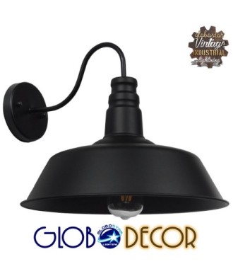 GLOBOSTAR® SORD 01053 Vintage Φωτιστικό Τοίχου - Απλίκα με Ντουί 1 x E27 AC 220-240V IP20 - Μαύρο - Μ36 x Π42 x Υ32cm